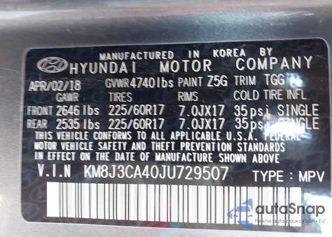 2018 Hyundai Tucson Sel from USA, damaged, VIN KM8J3CA40JU729507
